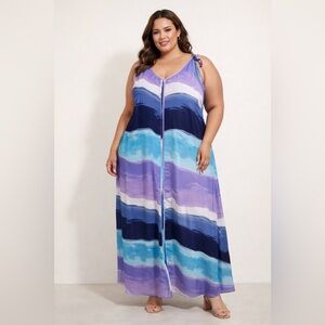 Ashley Stewart Blue and Purple Dress